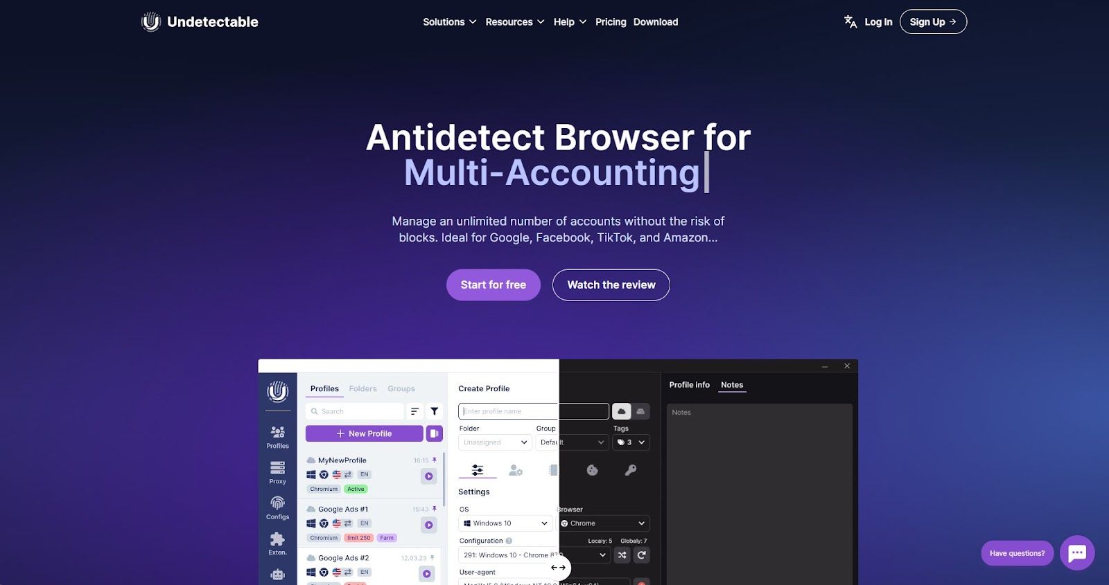 Undetectable.io homepage
