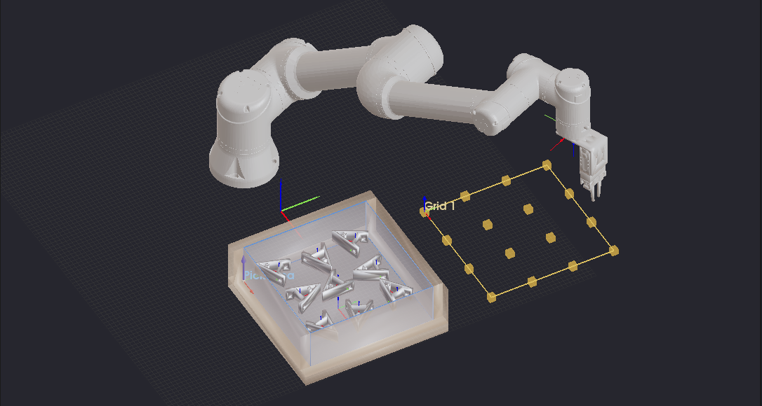 StereoPick software validating a bin-picking cell on a digital twin
