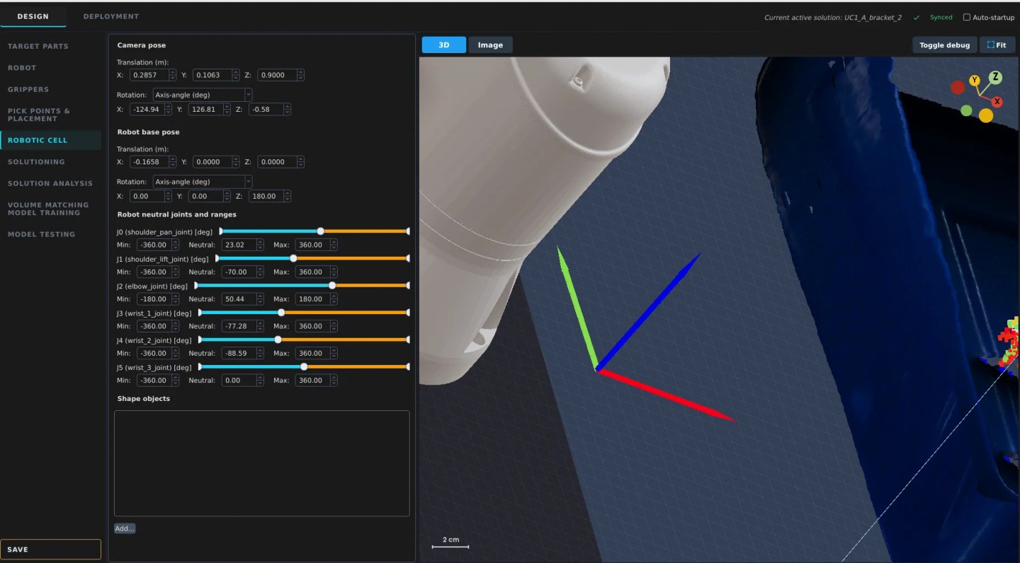StereoPick robotic cell setup