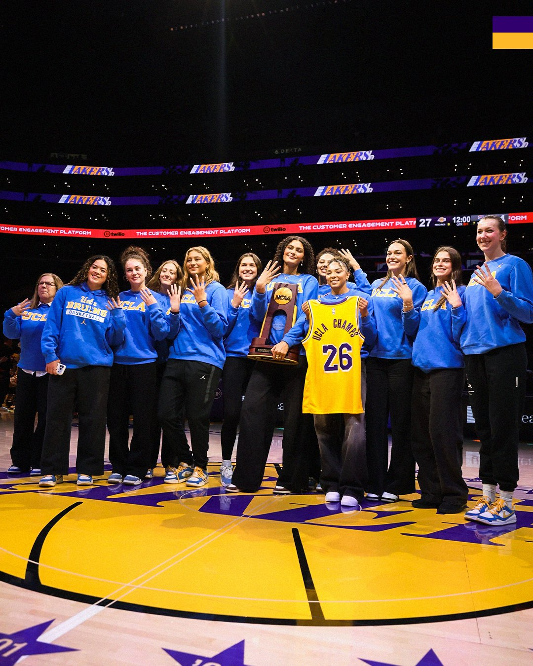 UCLA Women's Basketball National Champions are honored by the Los Angeles Lakers in a game against the Oklahoma City Thunder.