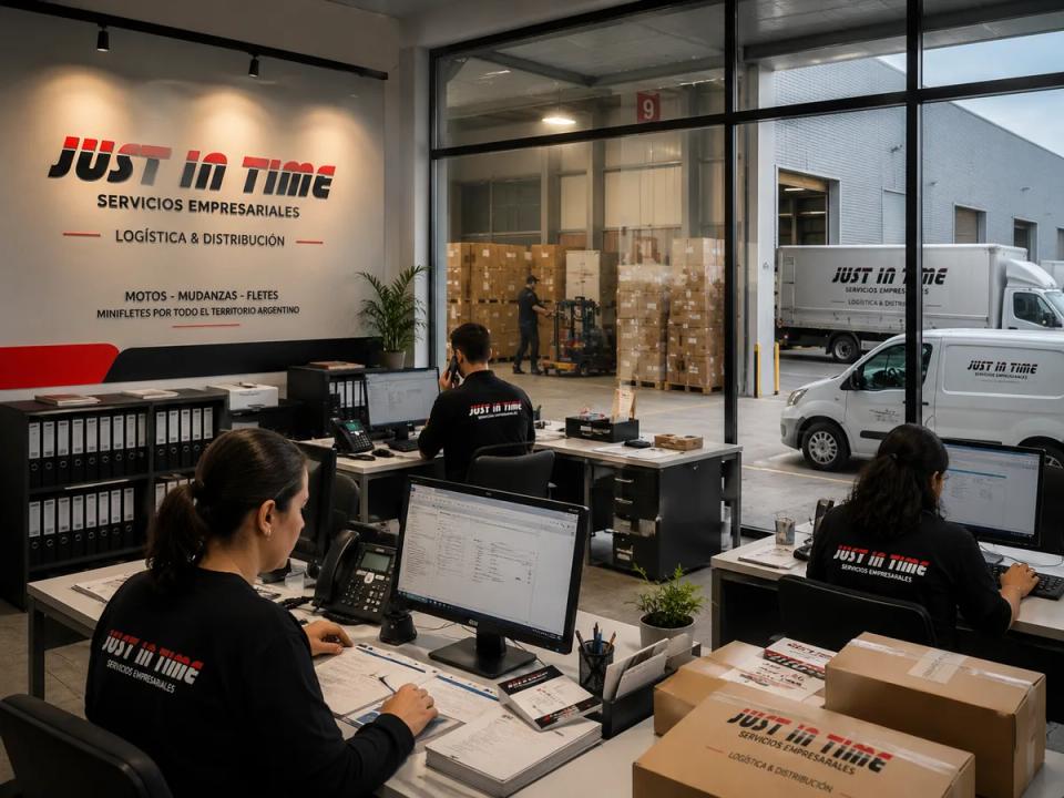 Equipo operativo de Just In Time preparando entregas