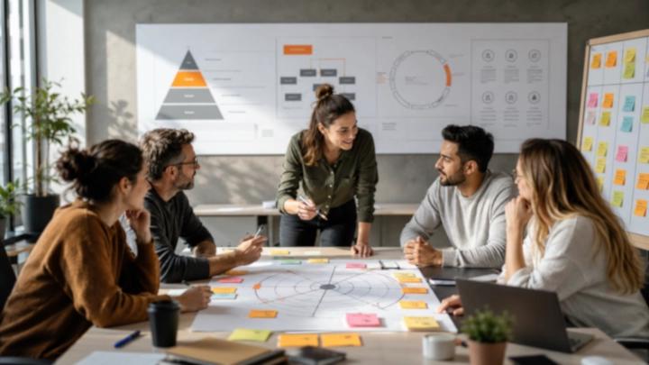Cross-funktionales Team reflektiert seine Qualitätsarbeit und priorisiert gemeinsame Verbesserungsmaßnahmen.