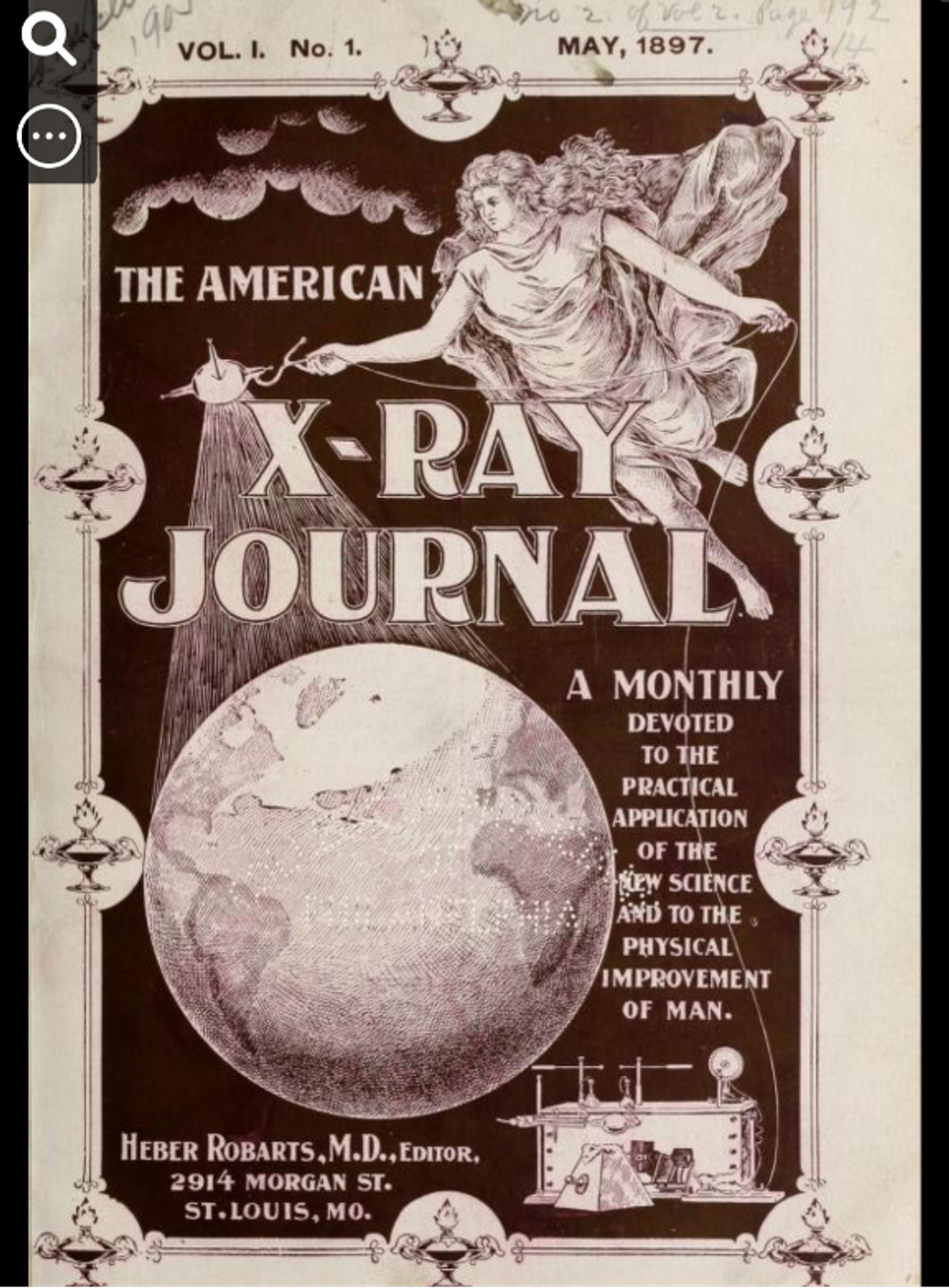 The cover of the first issue of X-Ray Journal (May, 1897)