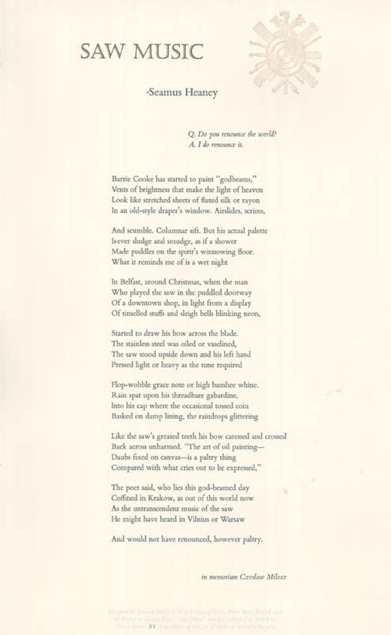 Seamus Heaney broadside