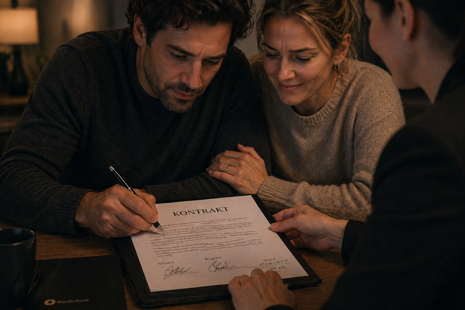 Kontrakt med penna vid villkorat bud på hus