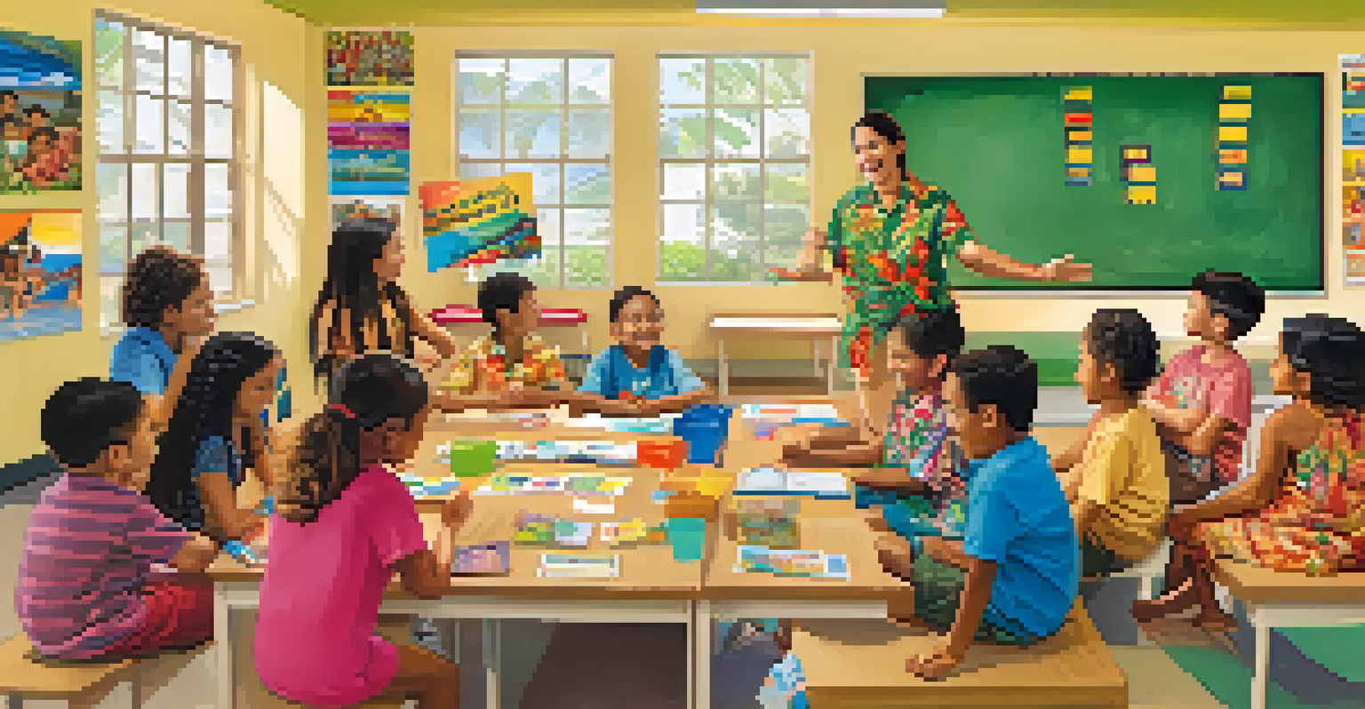 Children in a Hawaiian language immersion class learning with a native speaker.