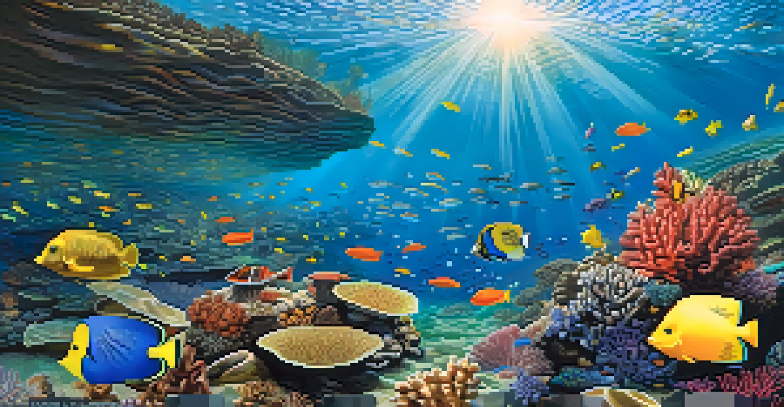 Underwater view of colorful coral reefs and tropical fish in Molokini Crater.