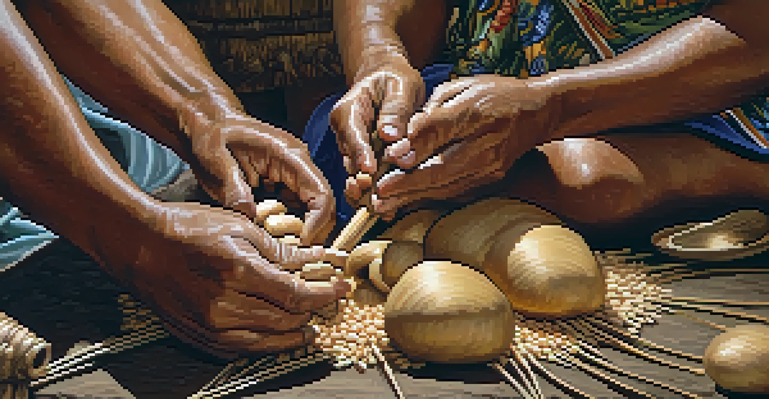 Hands preparing Poi, highlighting traditional Hawaiian food preparation.