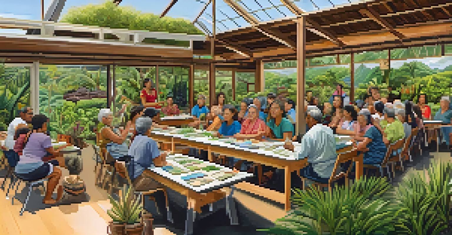 Community members participating in a workshop about sustainable farming practices in Hawaii.
