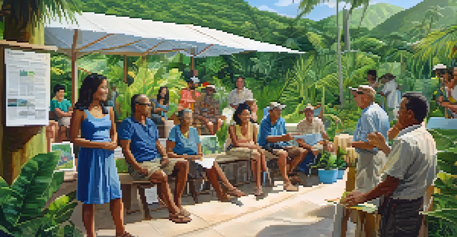 A community workshop in Hawaii about sustainable water management with local residents participating.