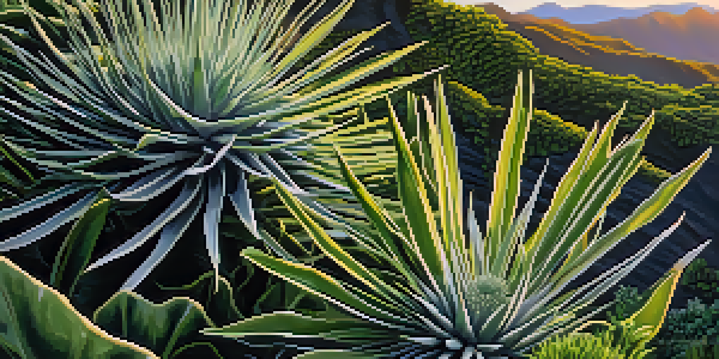 Detailed close-up of a Hawaiian silversword plant with silver leaves, set against a volcanic landscape of Maui bathed in warm sunlight.