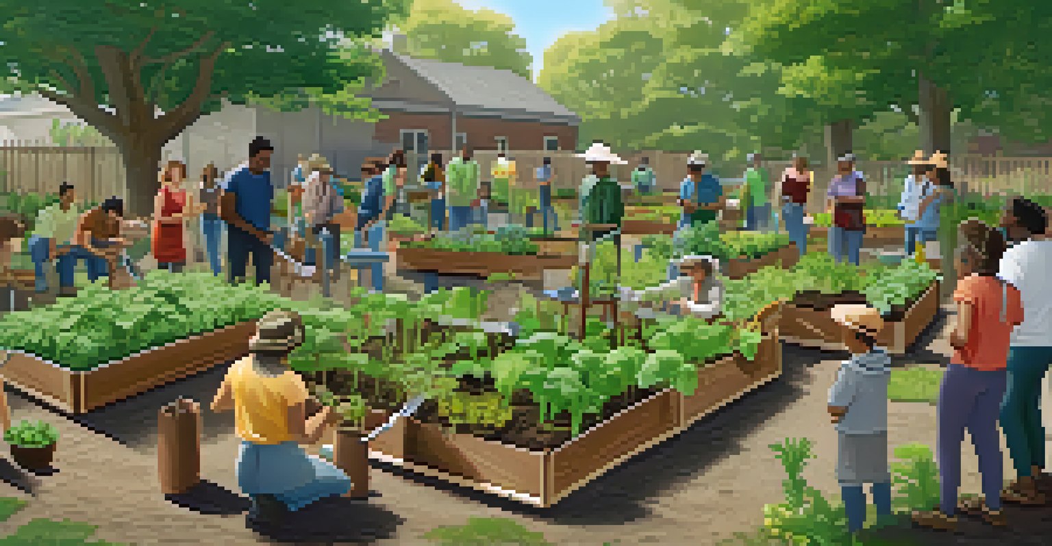 A workshop in a community garden where people learn about sustainable gardening practices with an instructor.