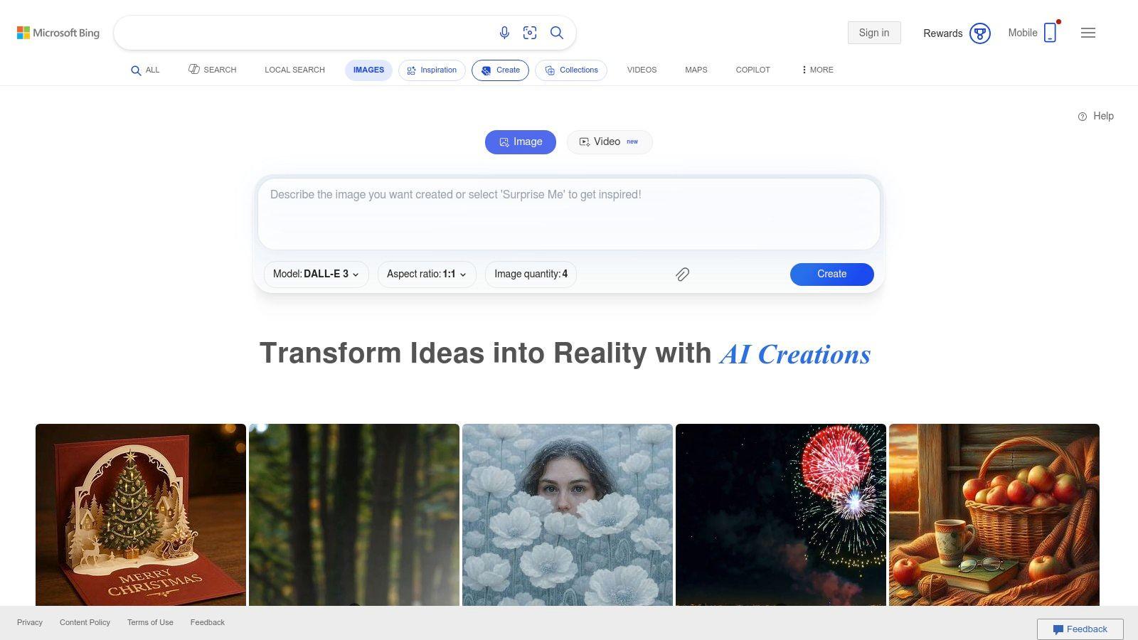 Microsoft Designer / Bing Image Creator (Copilot)