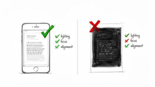 Examples of good and bad image capture quality for converting an image into text.