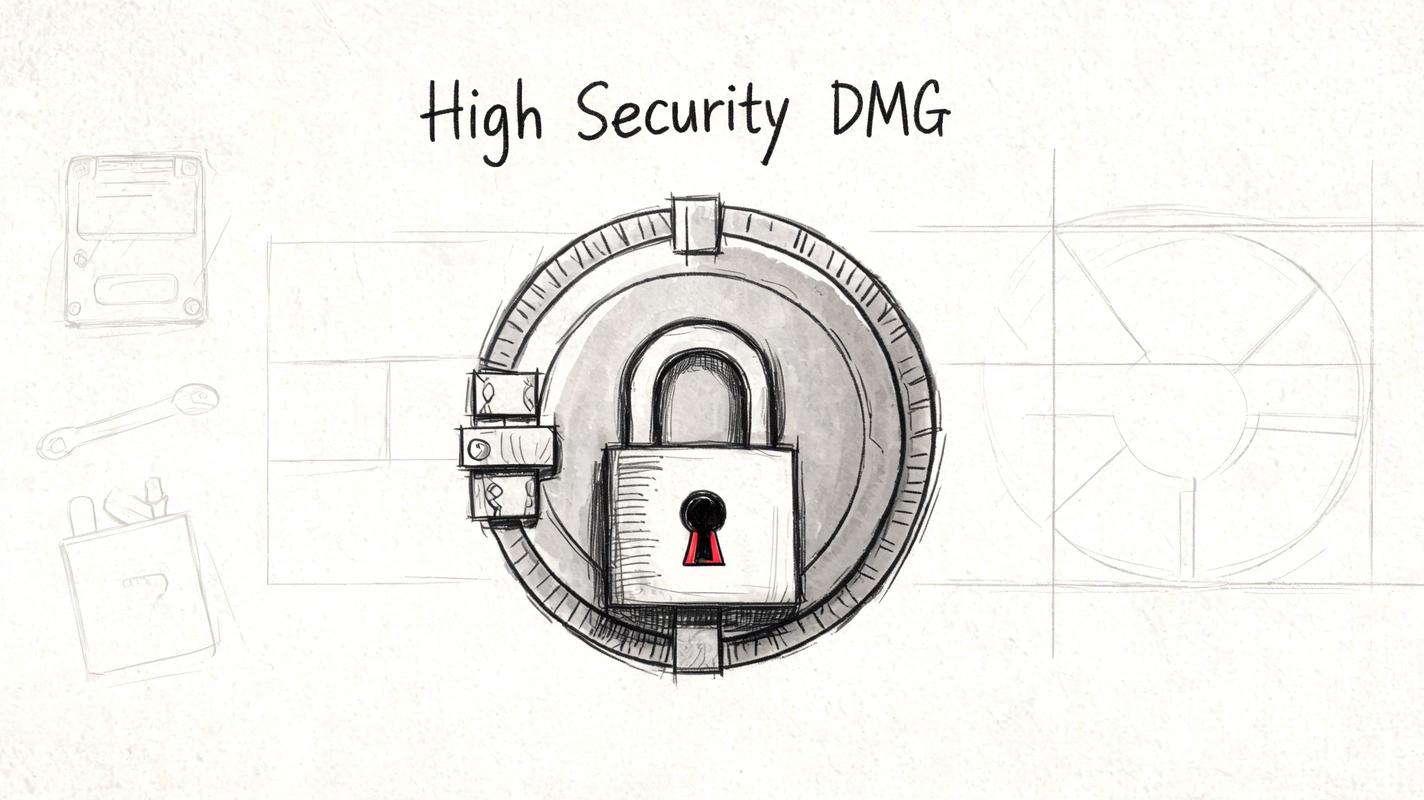 A hand-drawn sketch of a high-security lock protecting a circular storage container with a metallic texture.
