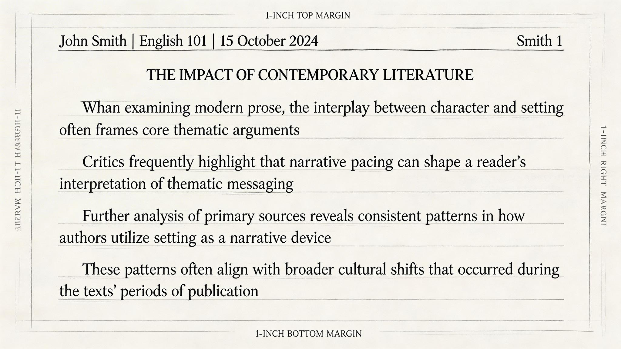 An example of an MLA format academic essay page featuring header, title, and body paragraphs.