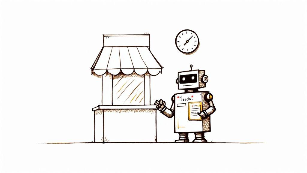 An AI chatbot interface on a laptop, representing a digital assistant for a small business.