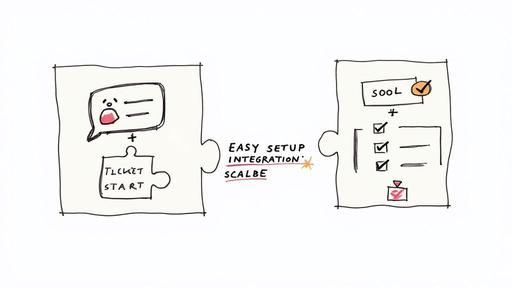 Two puzzle pieces showing customer service ticket automation connecting with tool integration checklist