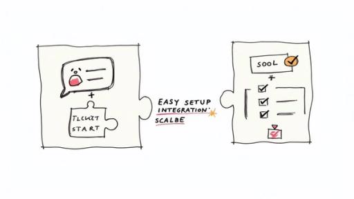 Two puzzle pieces showing customer service ticket automation connecting with tool integration checklist