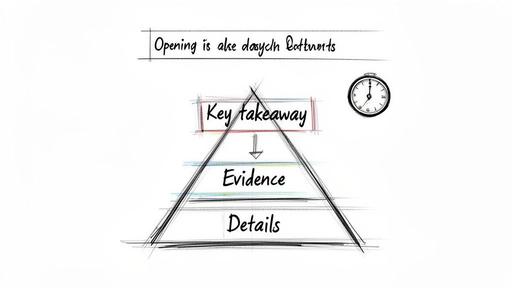 Information pyramid illustrating 'Key takeaway' at the top, followed by 'Evidence' and 'Details' for clear communication.