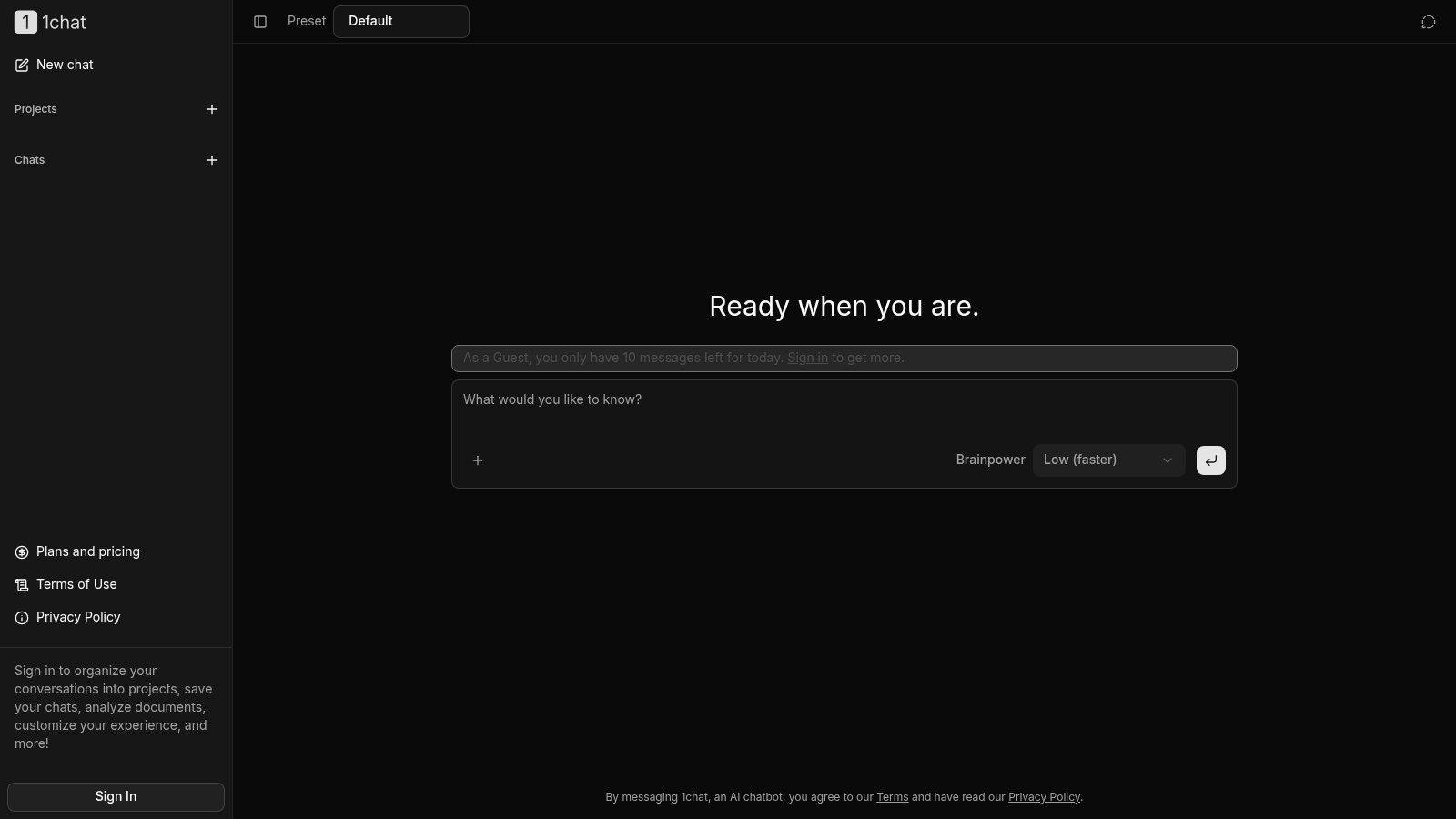 Screenshot from https://1chat.com