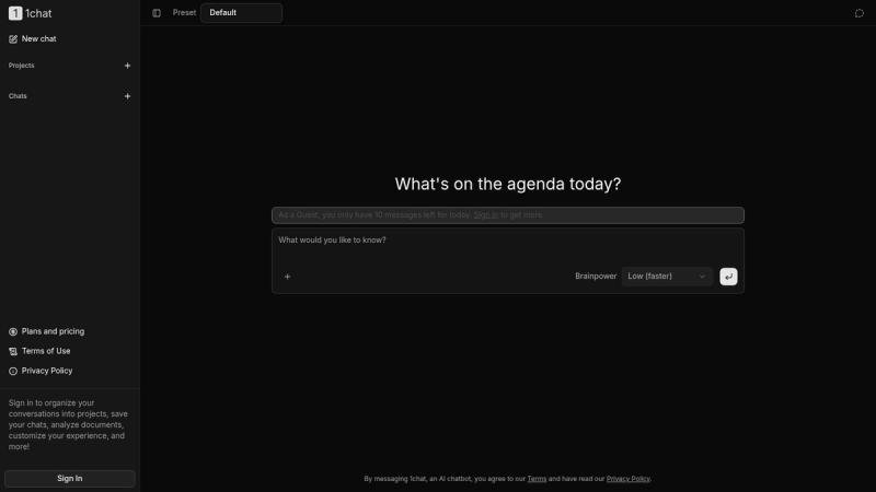 Screenshot from https://1chat.com
