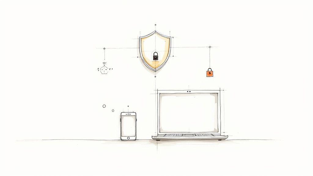 A smartphone with a lock symbol, representing device security and privacy.
