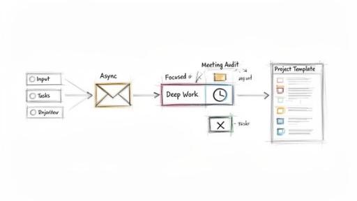 Flowchart illustrating a task management and deep work process, moving from input to a project template.
