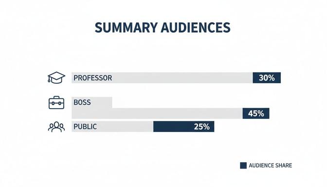 Bar chart showing audience share distribution for Professor, Boss, and Public categories.