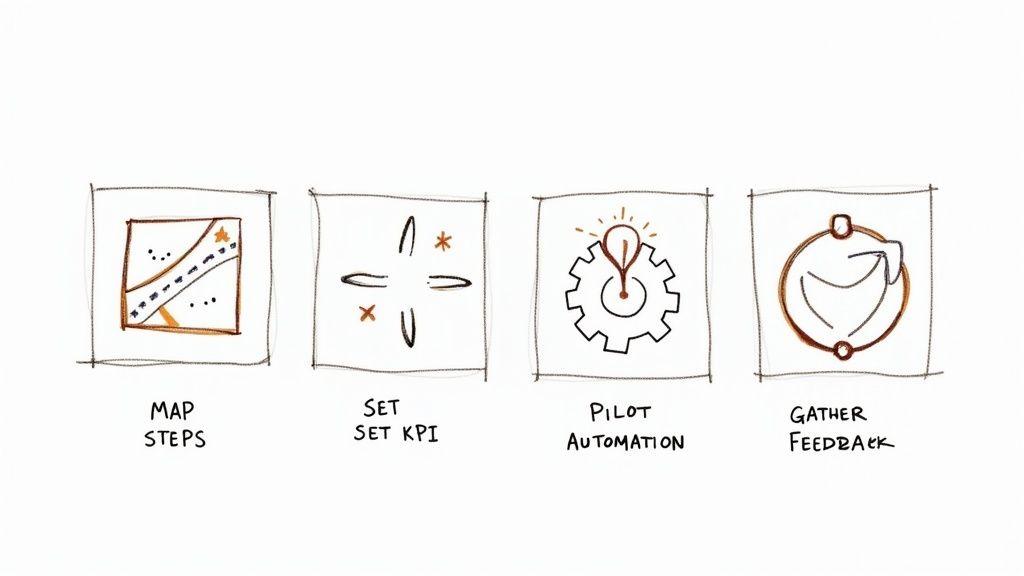 Team reviewing a workflow board