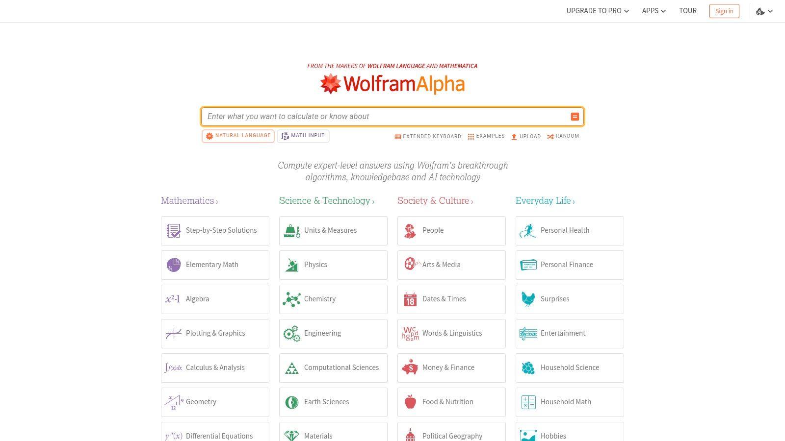 Wolfram|Alpha — Chemistry / Reactions