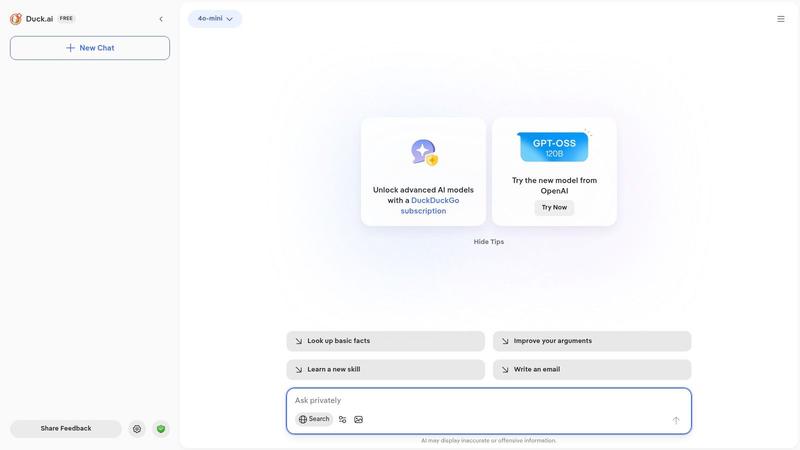DuckDuckGo AI Chat (Duck.ai)
