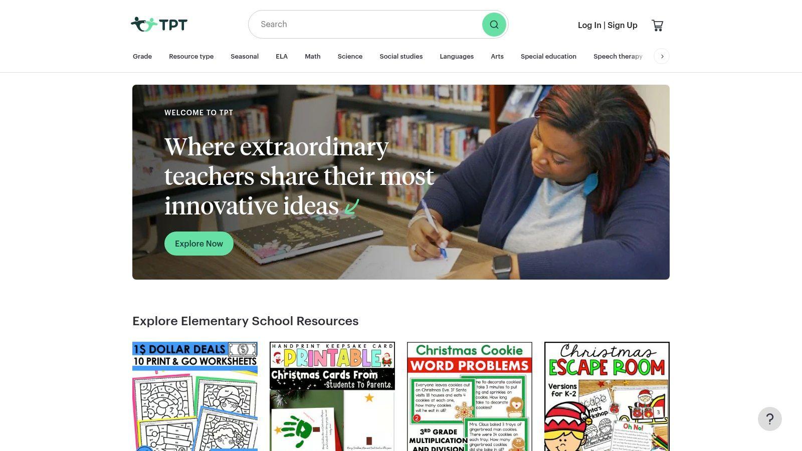 A search results page on Teachers Pay Teachers showing various expository essay templates and graphic organizers.