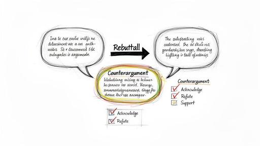 A diagram illustrating how to structure rebuttals and counterarguments with checklist options.