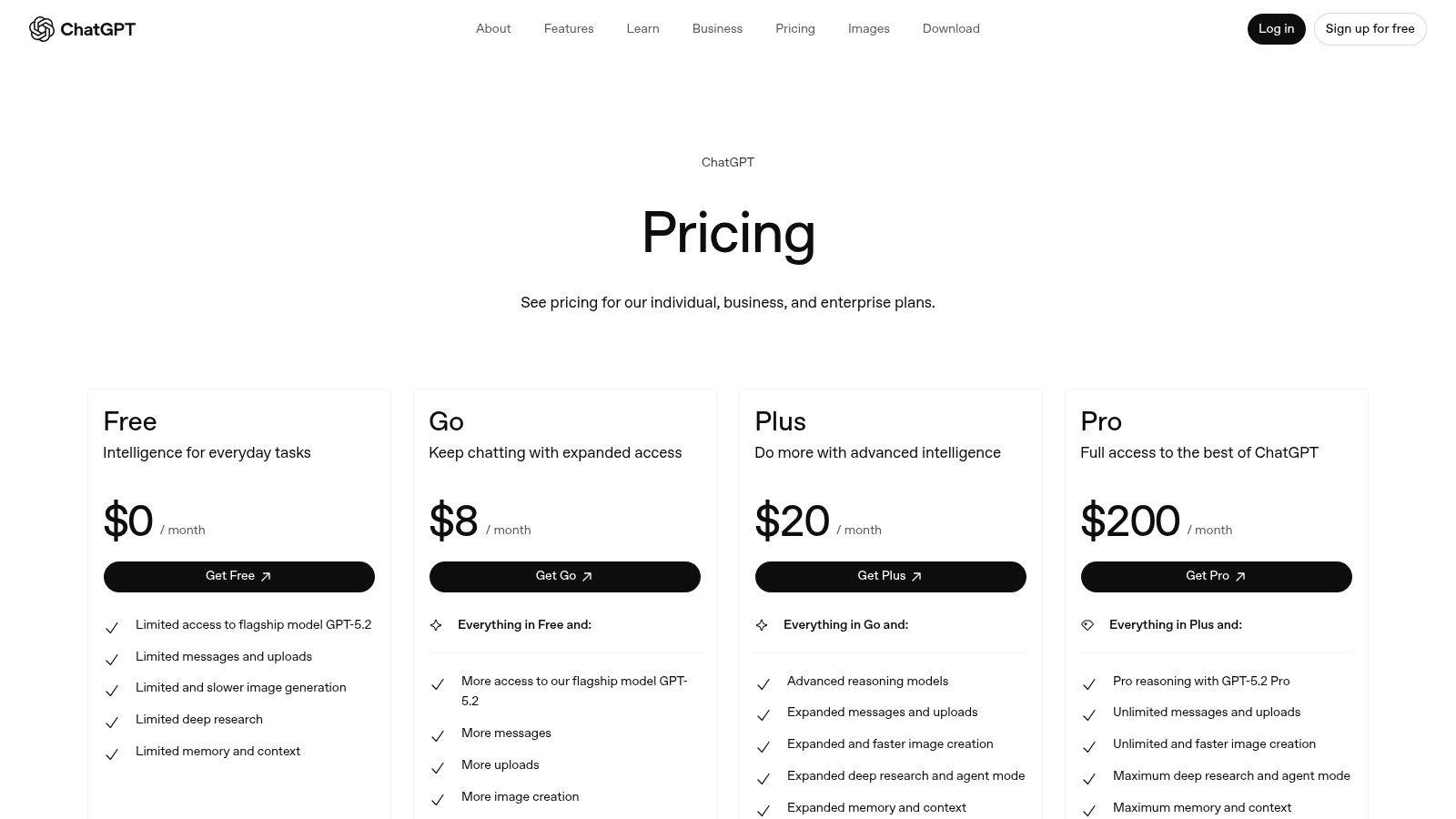 OpenAI — ChatGPT Pricing Plans