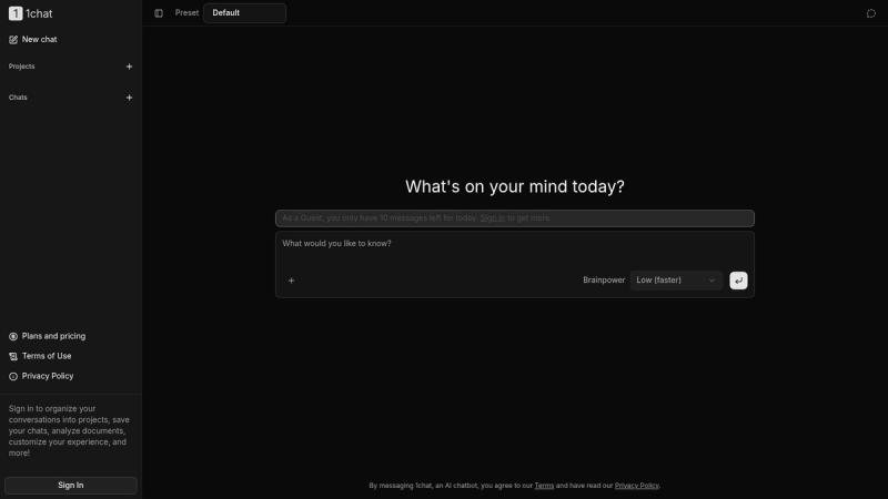 Screenshot from https://1chat.com