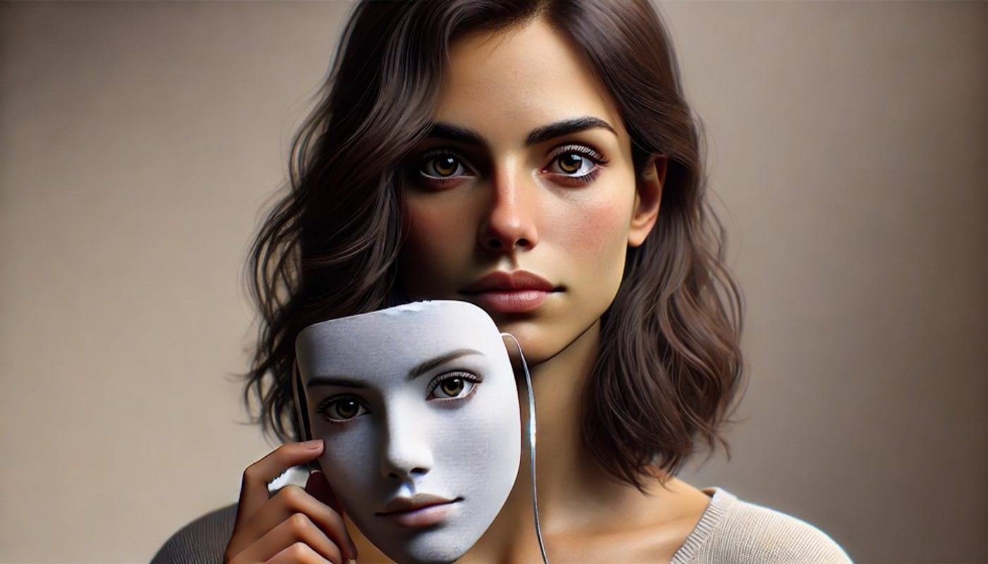 Una mujer entre luces que representan su personalidad