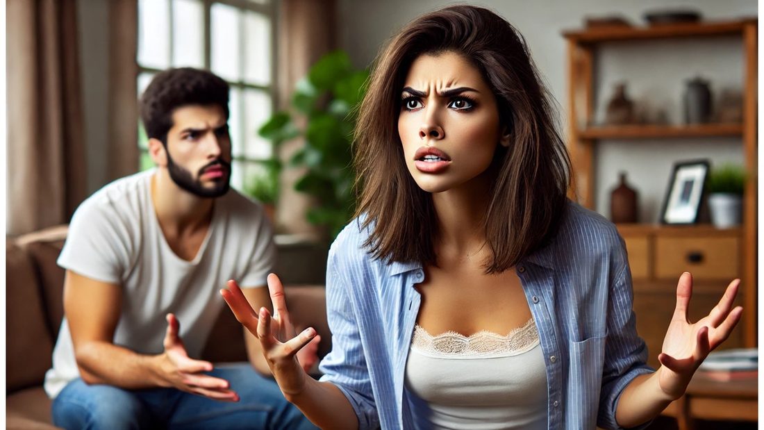 Una mujer con tratsorno de personalidad discutiendo con su pareja