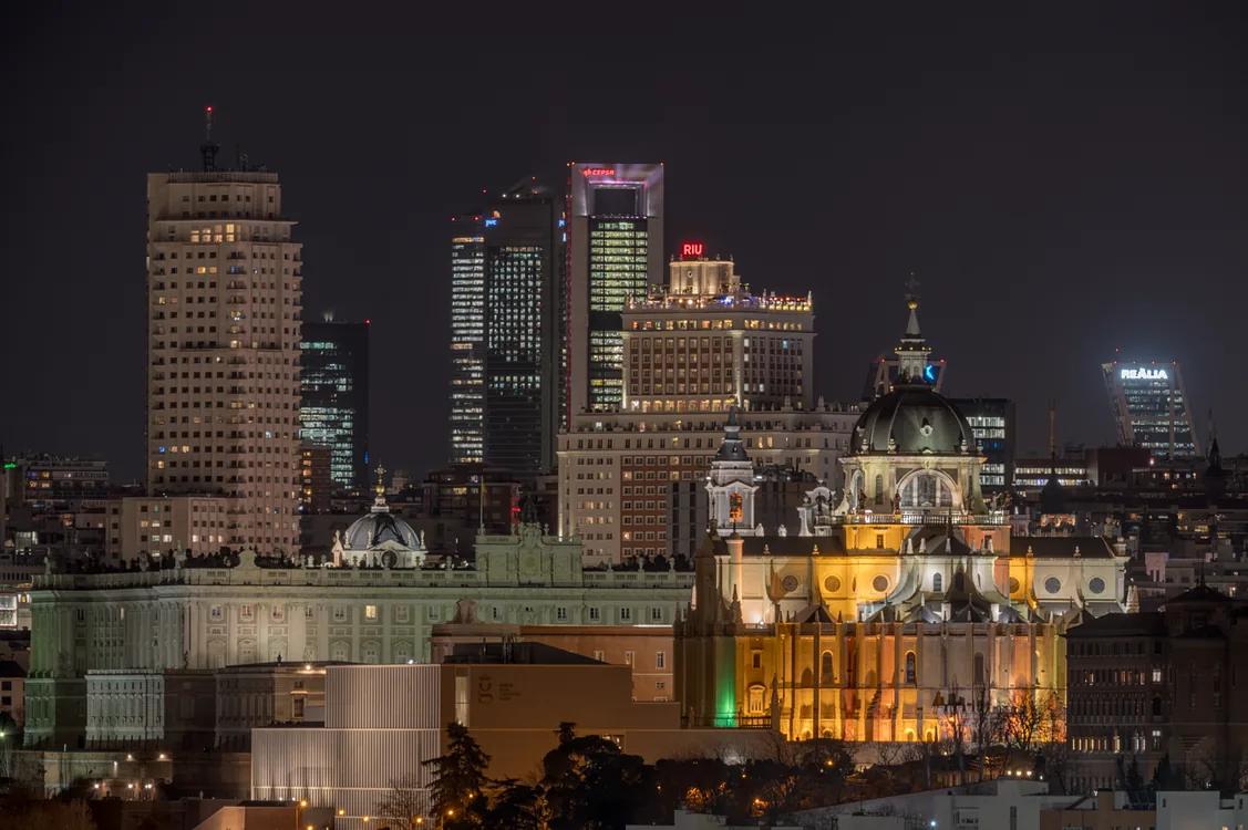 Skyscrapers in Madrid at Night · Free Stock Photo