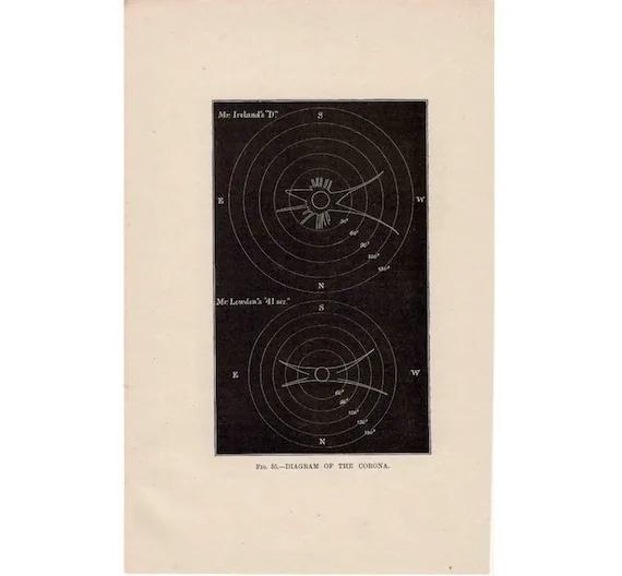 C. 1897 SOLAR CORONA DIAGRAM Lithograph - Original Antique ...
