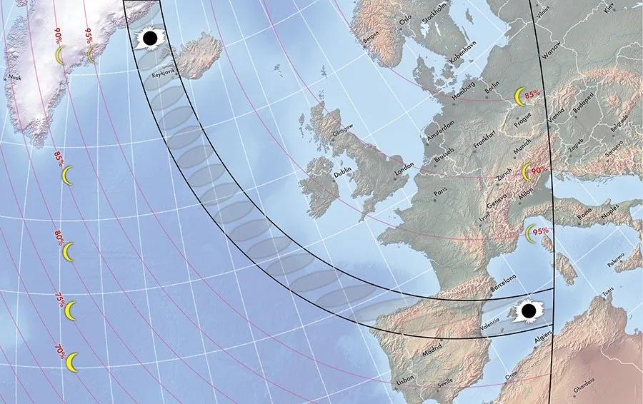 La trajectoire de l'éclipse