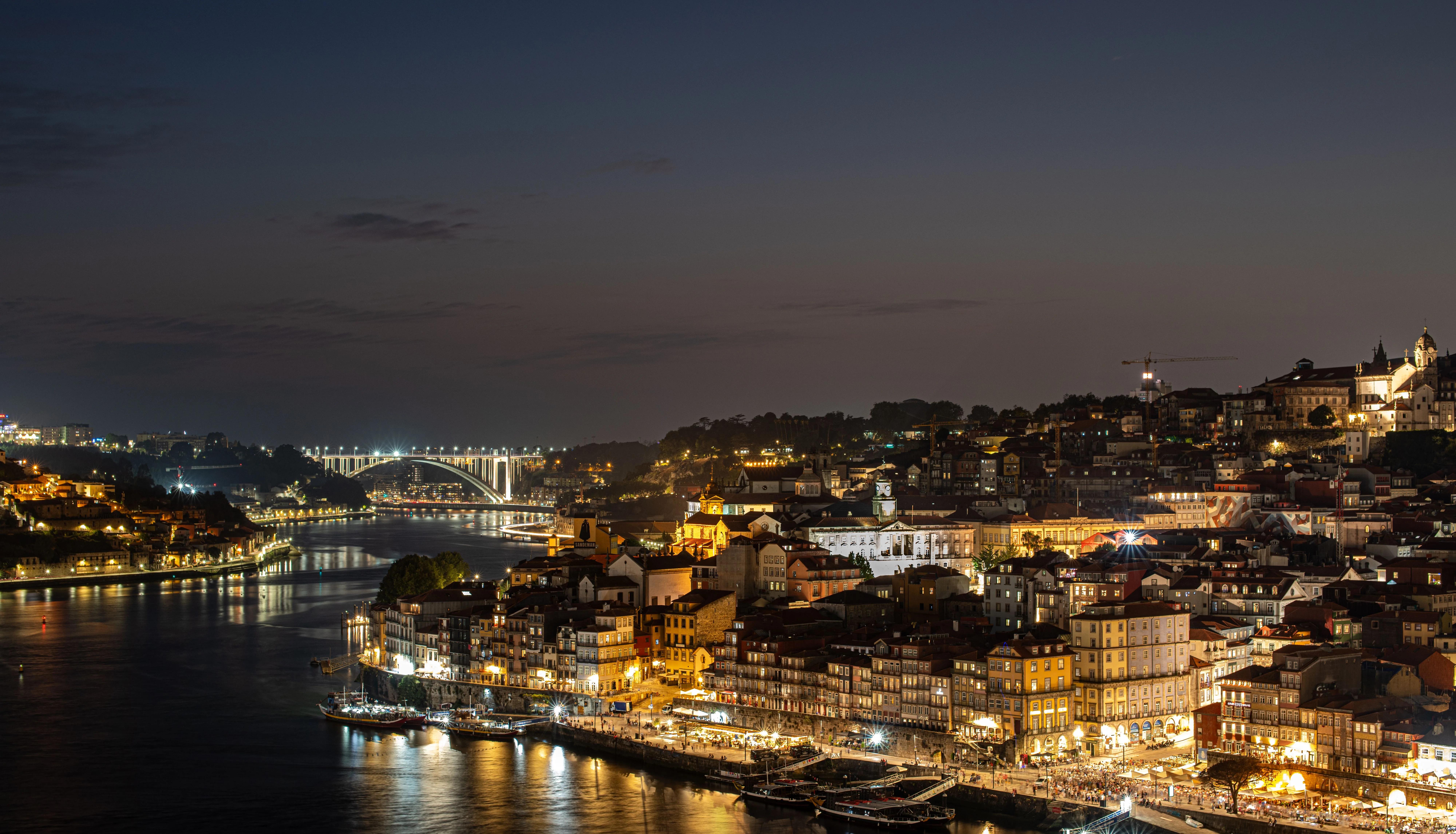 Stunning Night View of Porto's Riverside Cityscape · Free Stock Photo