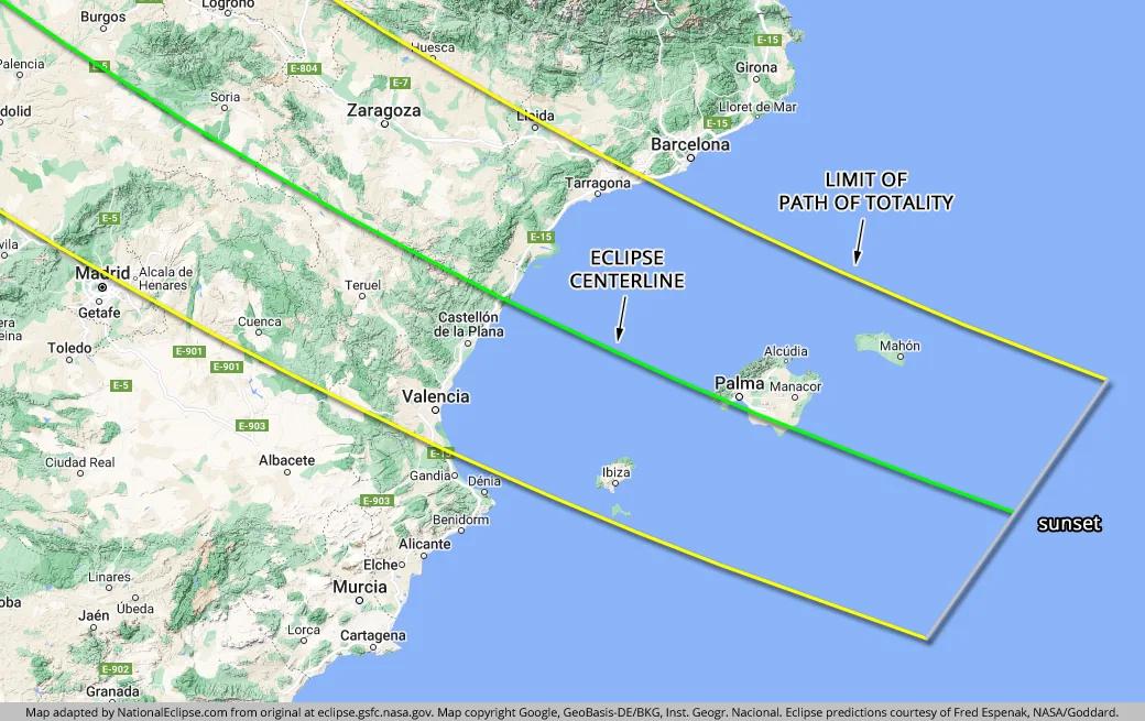 2026 Total Solar Eclipse Maps for Iceland and Spain