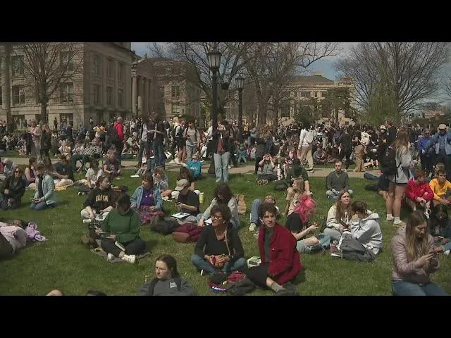 Around 3,000 people gathered at University of Iowa to watch solar eclipse