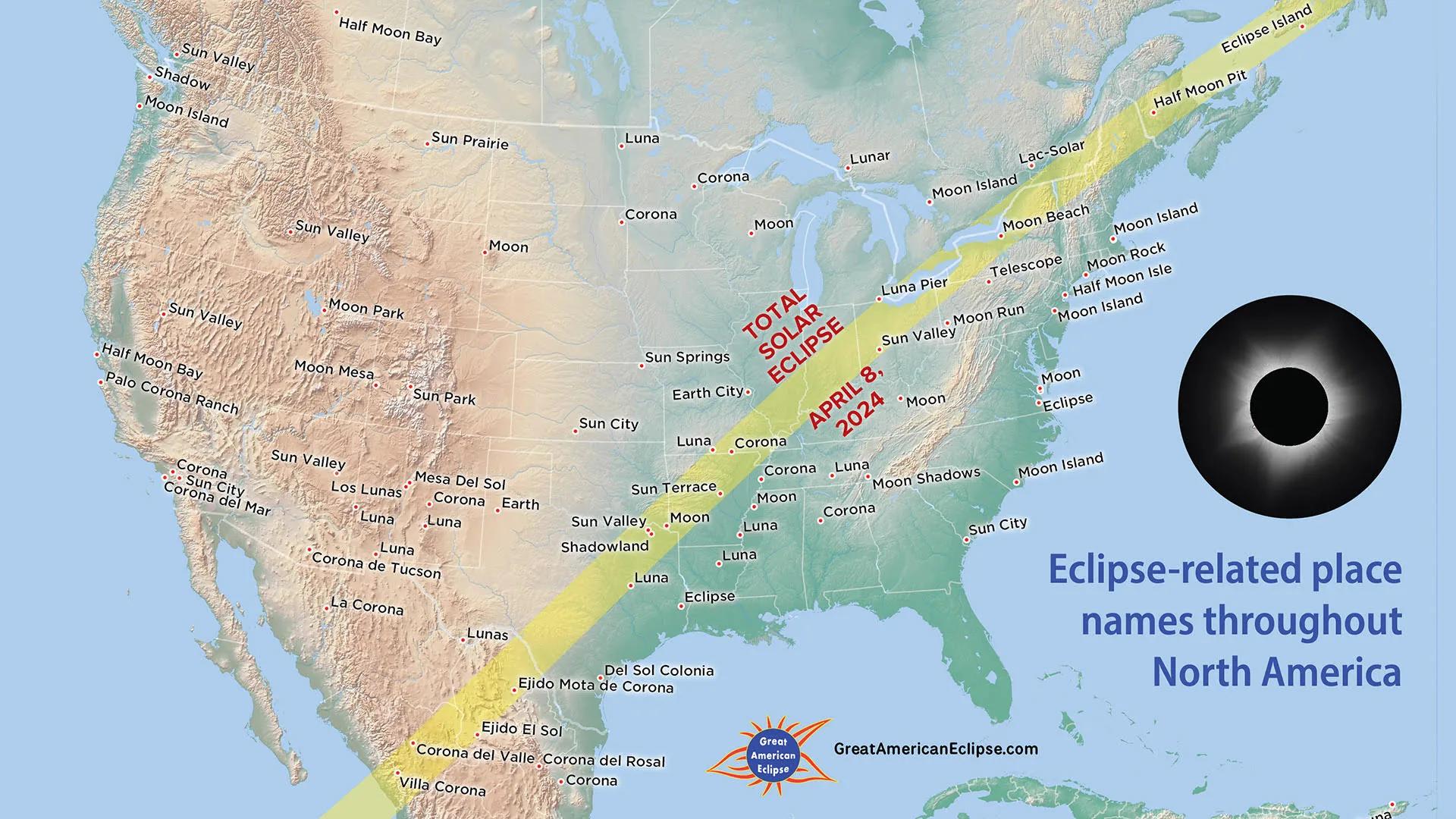 These eclipse-themed places will experience totality on April 8, 2024 |  Space