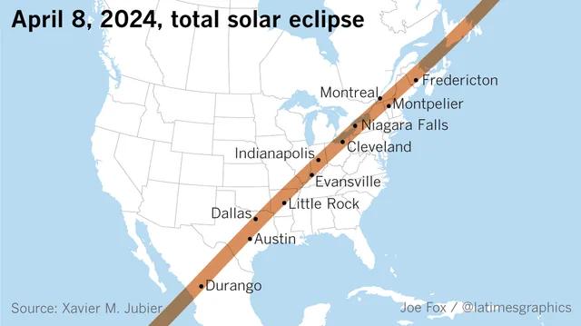 Path of the 2024 total solar eclipse. A true North American eclipse! : r/MapPorn