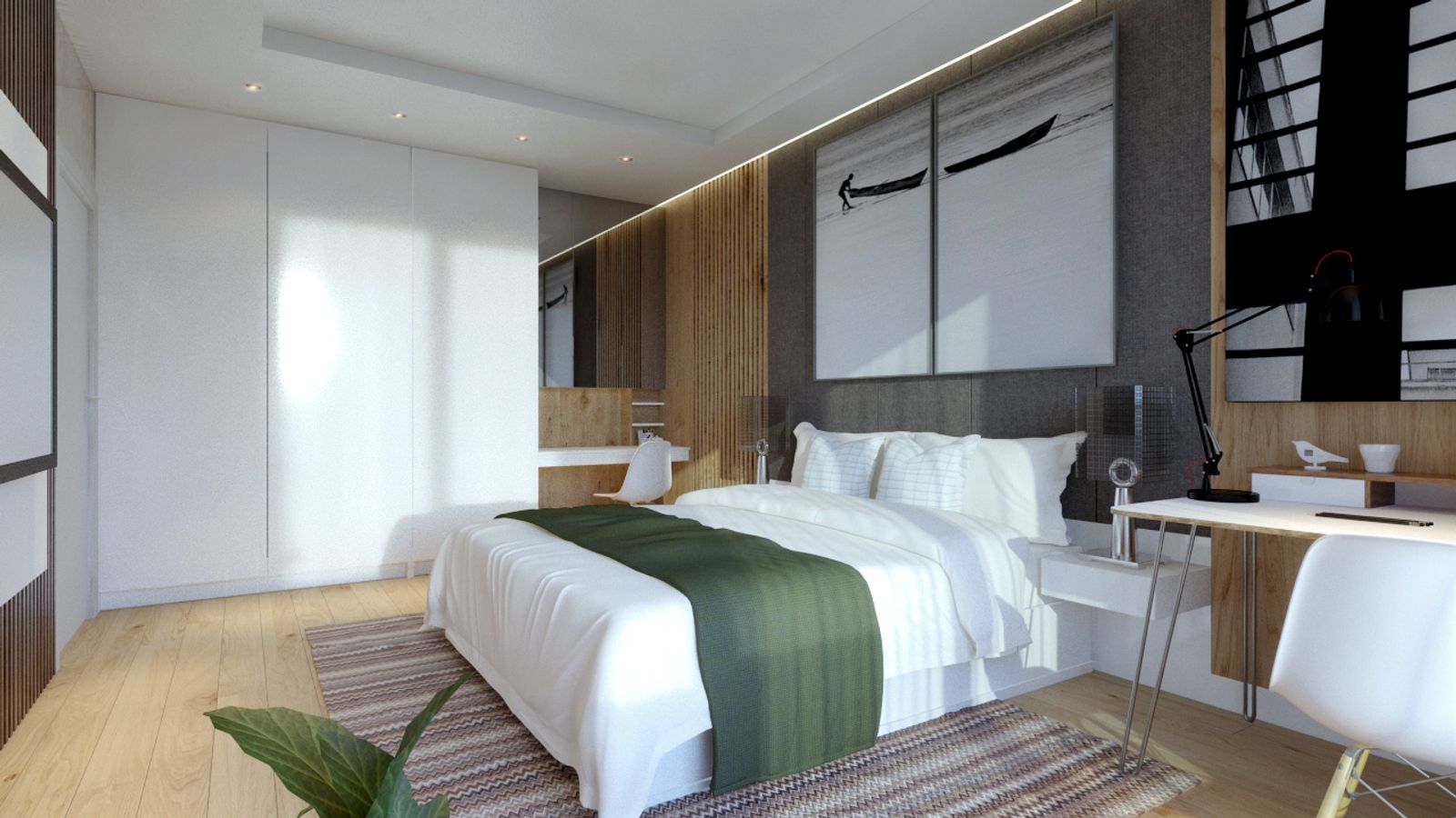 Simple Clean Bedroom Design, image 4 of 5