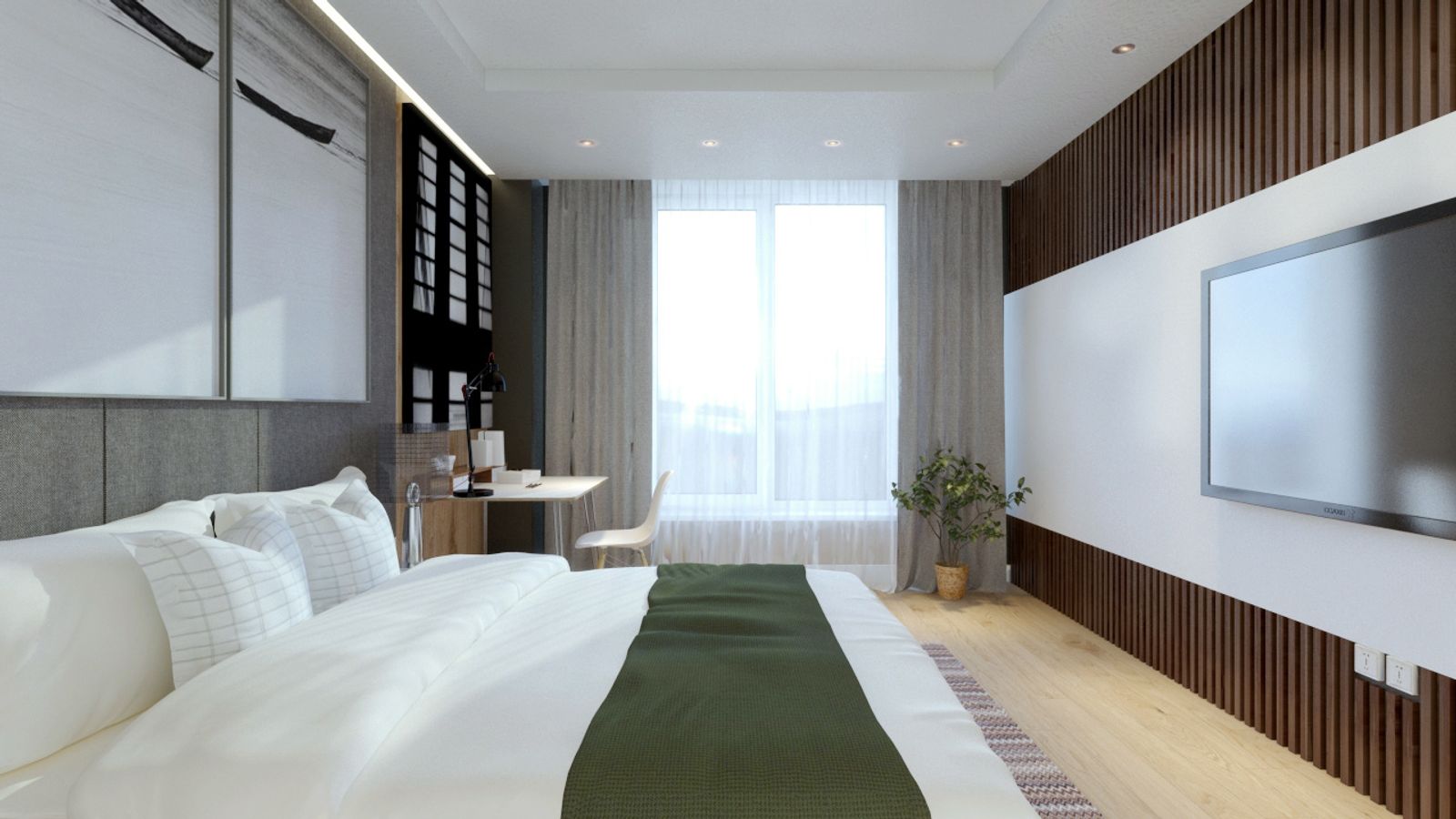 Simple Clean Bedroom Design, image 3 of 5