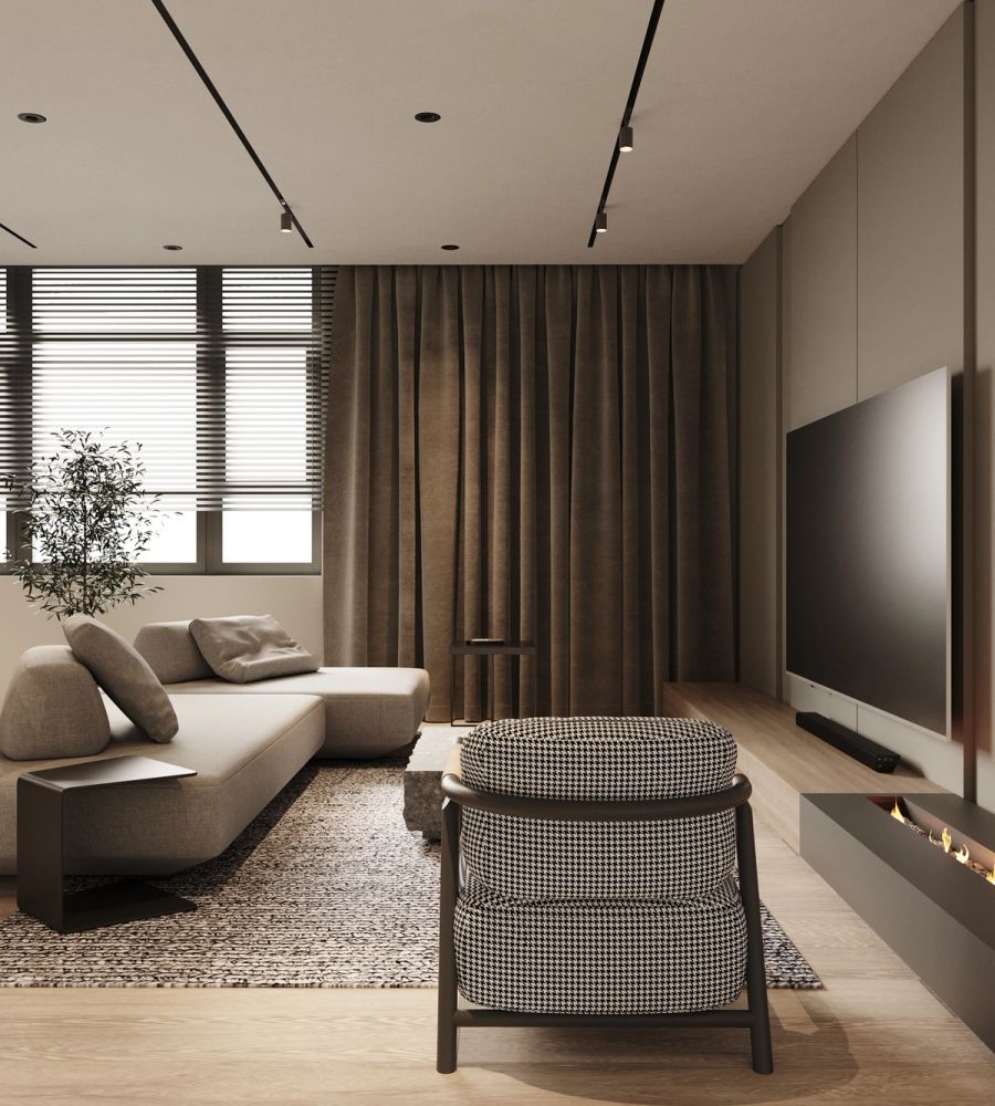 Modern Living Room & Kitchen