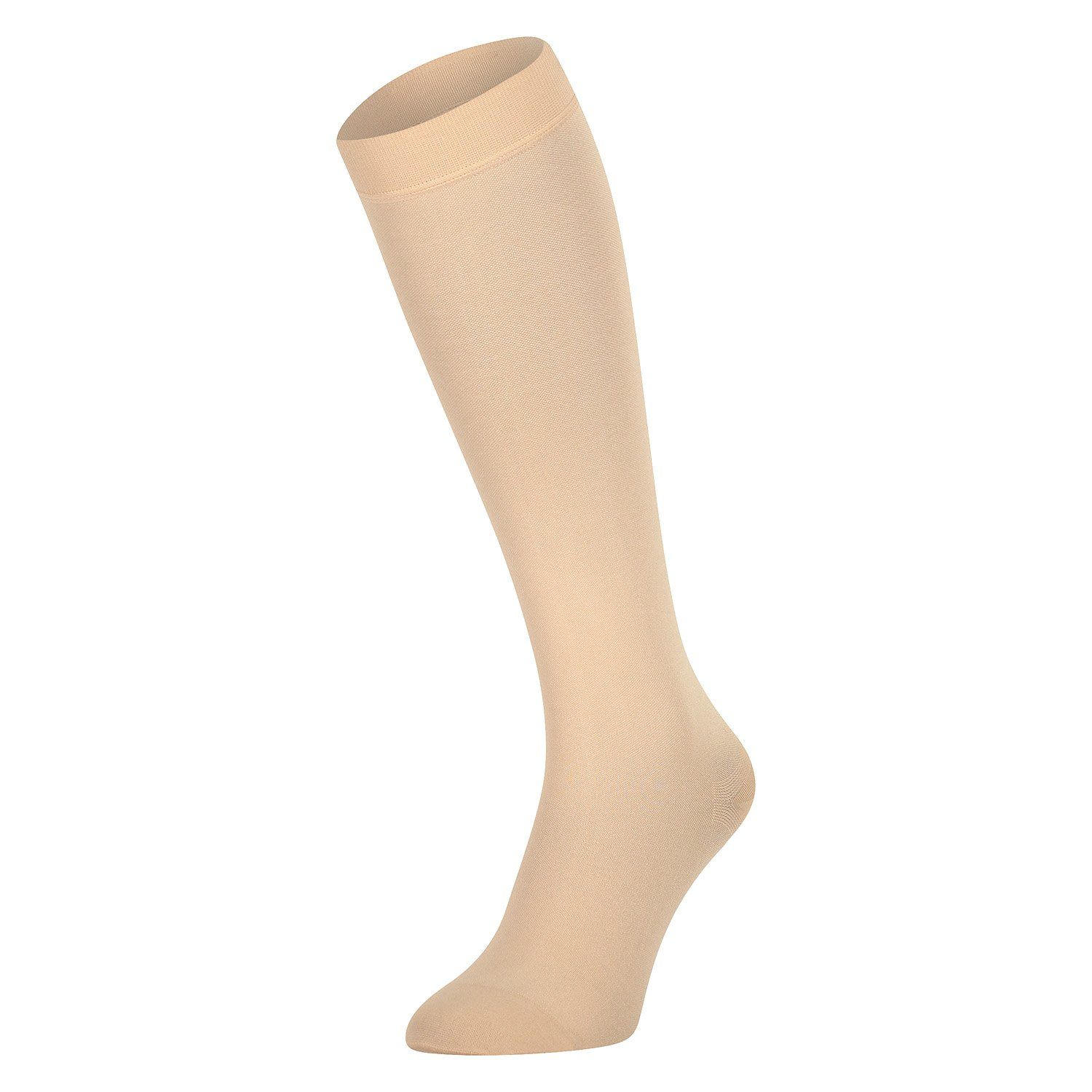 dunimed premium comfort compression stockings short closed toe shown in beige unworn